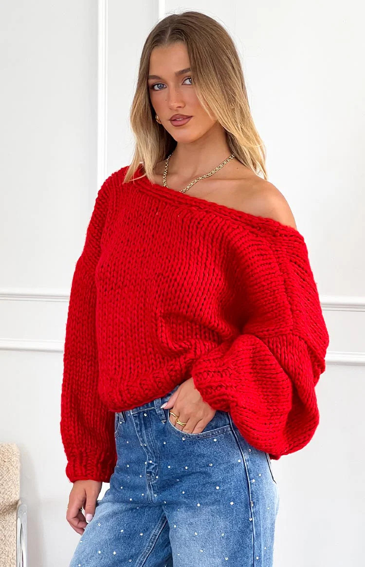 Holiday Red Tie Up Knit Cardigan | Beginning Boutique (US)