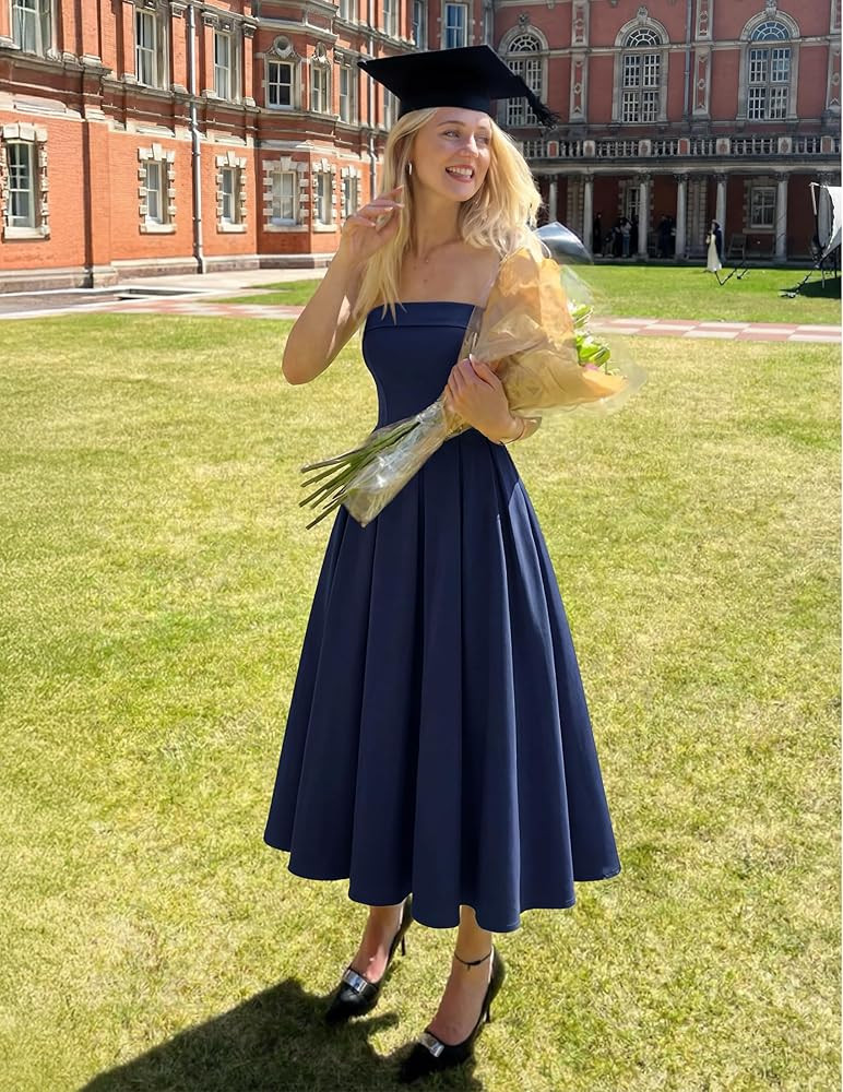 ZESICA Women's Summer Strapless Cocktail Dresses 2026 Elegant Off Shoulder Flowy A Line Wedding G... | Amazon (US)