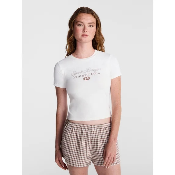 No Boundaries Sleep Tee with Short Sleeves, Women's XS-XXL | Walmart (US)