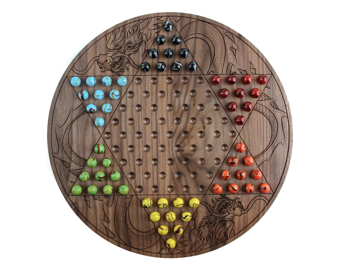 Engraved Walnut Chinese Checkers Board - Etsy | Etsy (US)