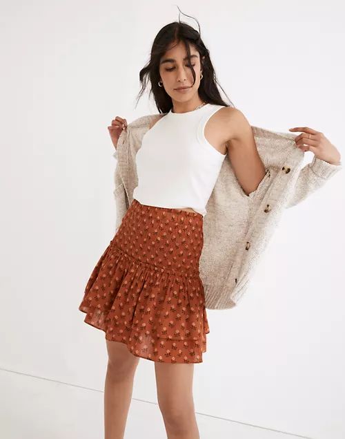 Smocked Pull-On Tiered Mini Skirt in Wild Calendula Block-Print | Madewell