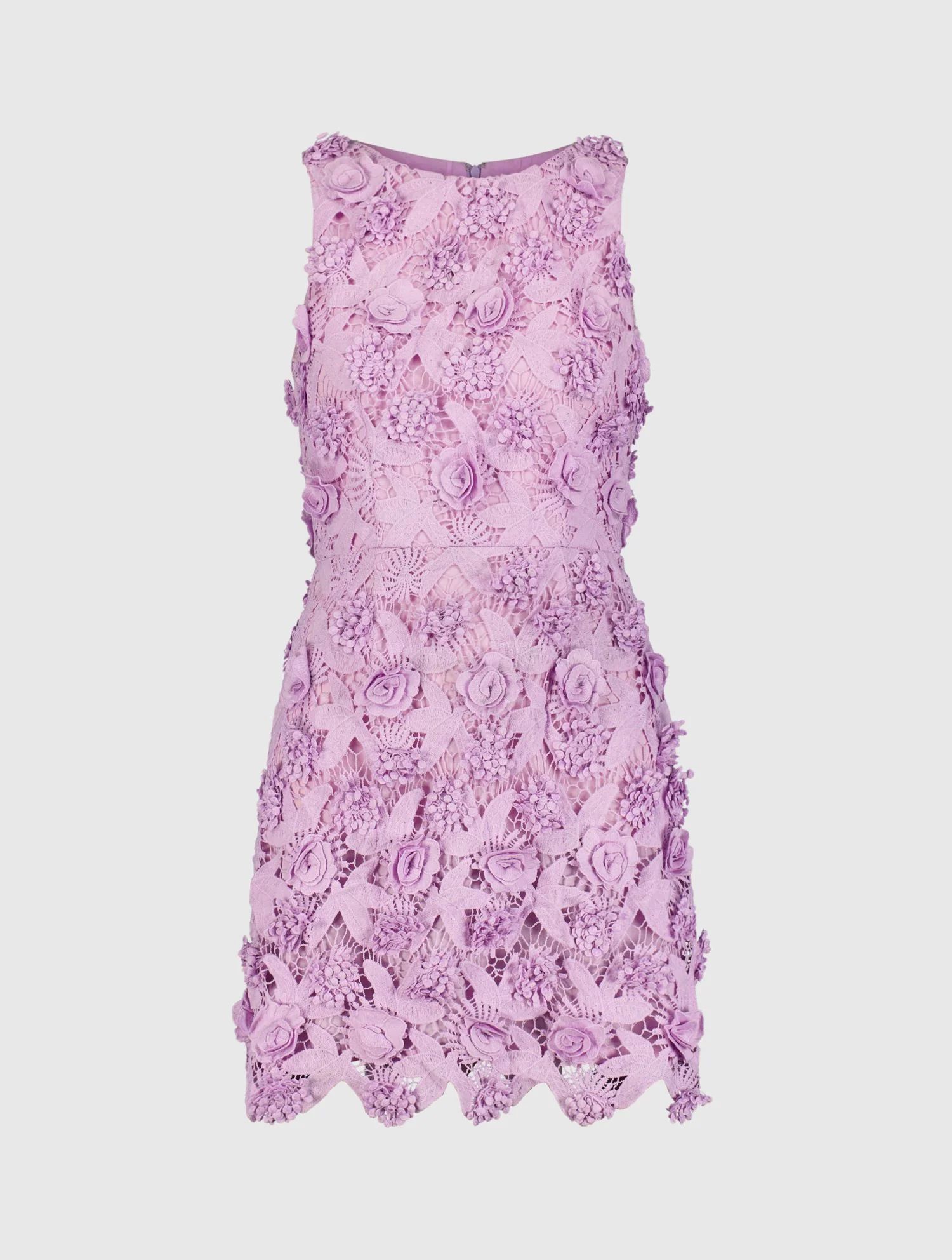 Floral Lace Fitted Sleeveless Mini Dress | Mac Duggal