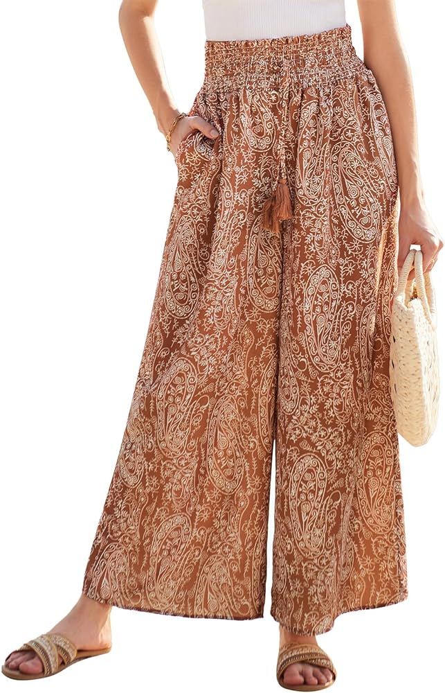 High Waisted Palazzo Pants Loose Casual Wide Leg Lounge Boho pants | Amazon (US)