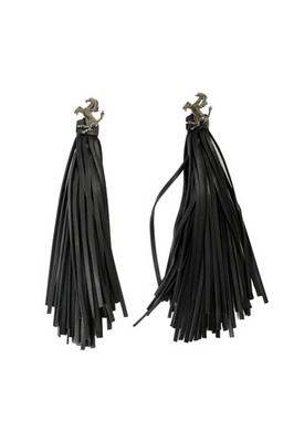 Scuderia Ferrari Prancing Horse Earrings With Black Leather Tassel | eBay US