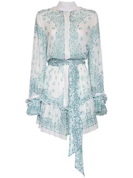 Alexandre Vauthier - Printed cotton mini dress - Blue/White | Luisaviaroma | Luisaviaroma