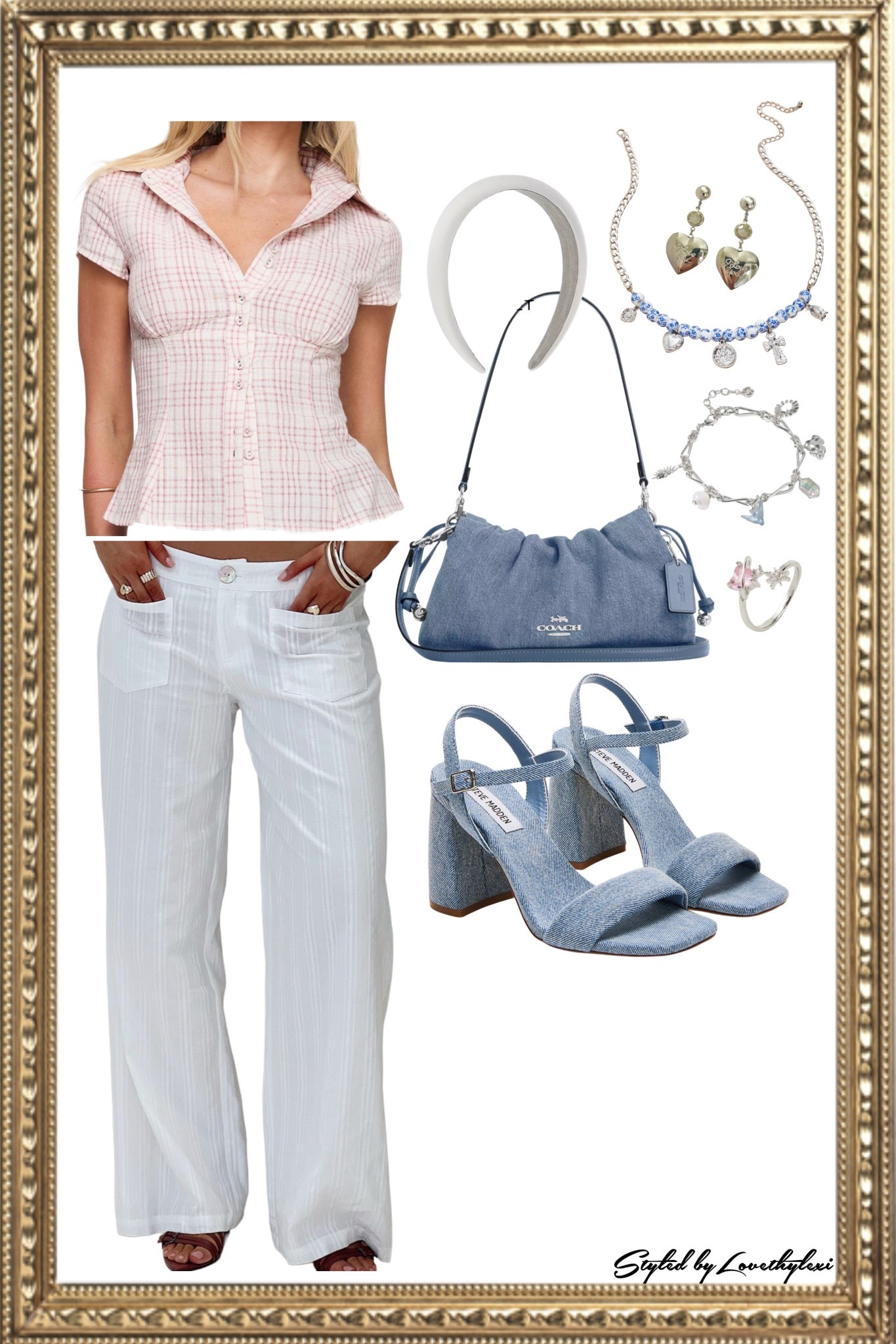 The preppiest pink fit for a causal event or even everyday wear to feel both professional and chic. A button up pastel striped top from Princess Polly paired with lined trailer pants in ivory. Adore with denim accessories to bring a little more charm along with touches of silver to soften the look. 

#LTKFindsUnder50 #LTKTravel #LTKStyleTip