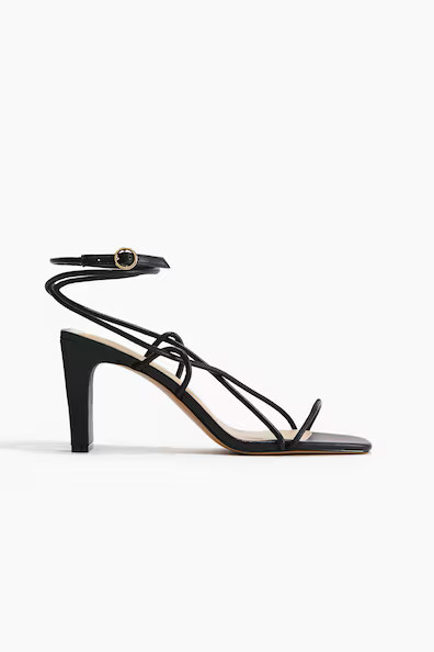 H & M - Heeled Strappy Sandals - Black | H&M (US + CA)