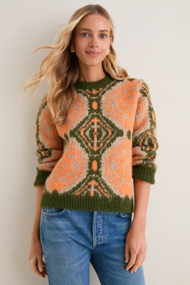 Orange & Olive Medallion Stephanie Crewneck | Tuckernuck (US)
