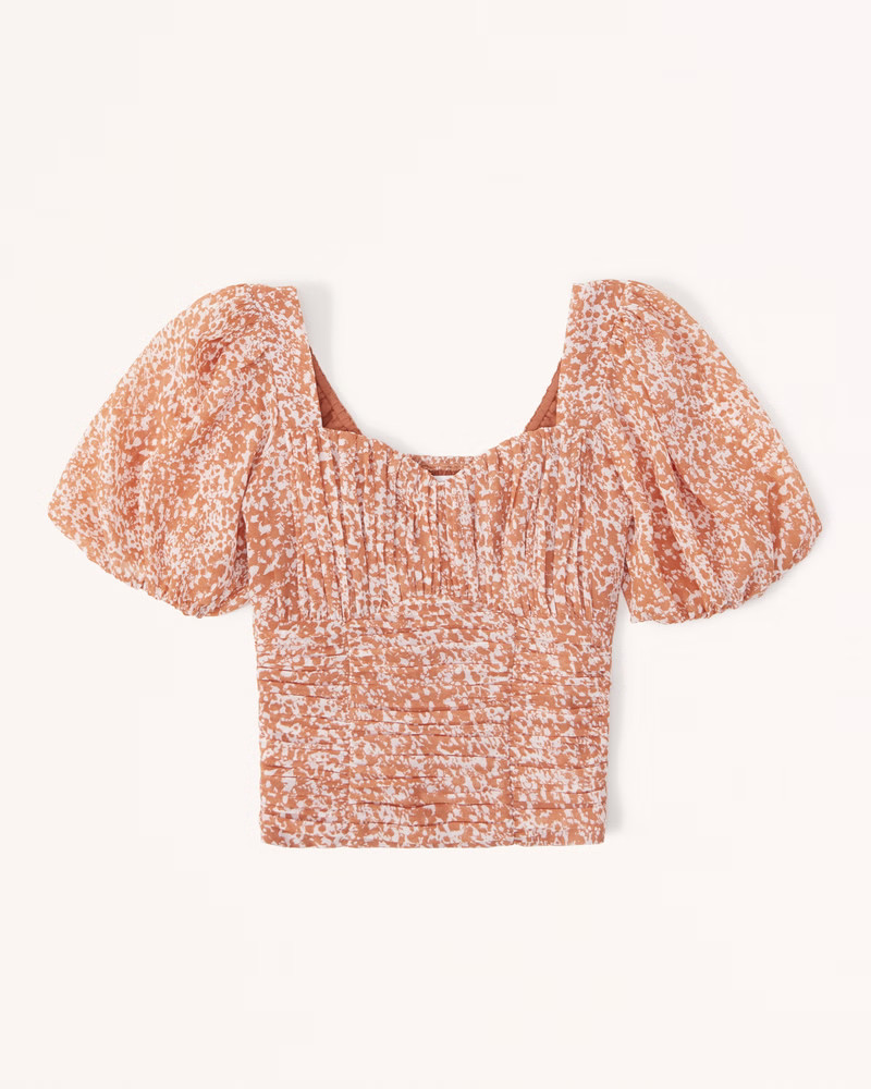 Ruched Puff Sleeve Sweetheart Top | Abercrombie & Fitch (US)
