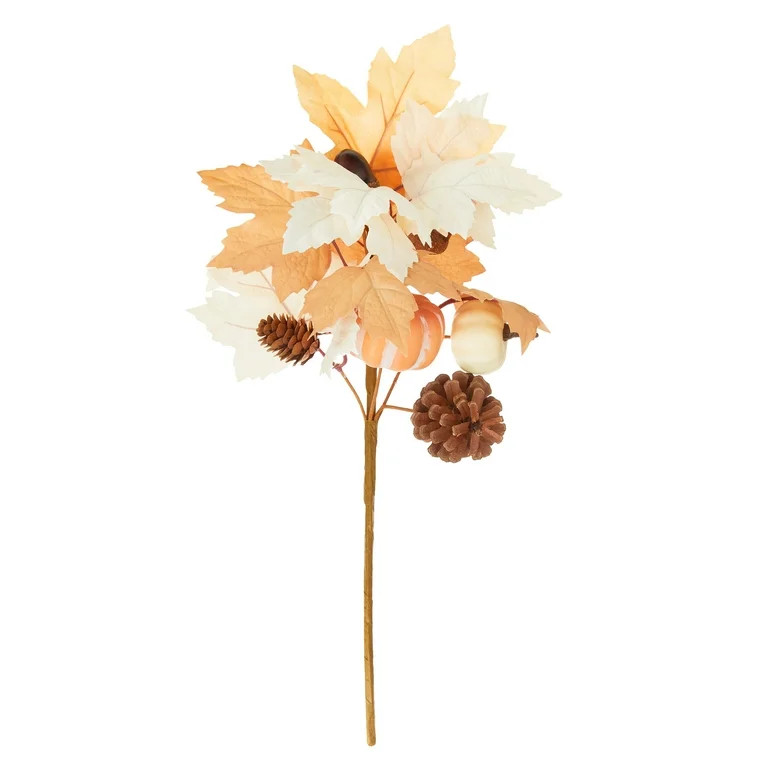Harvest Orange Pumpkin & Cream Leaf Pick Decoration, 18 in, by Way To Celebrate | Walmart (US)