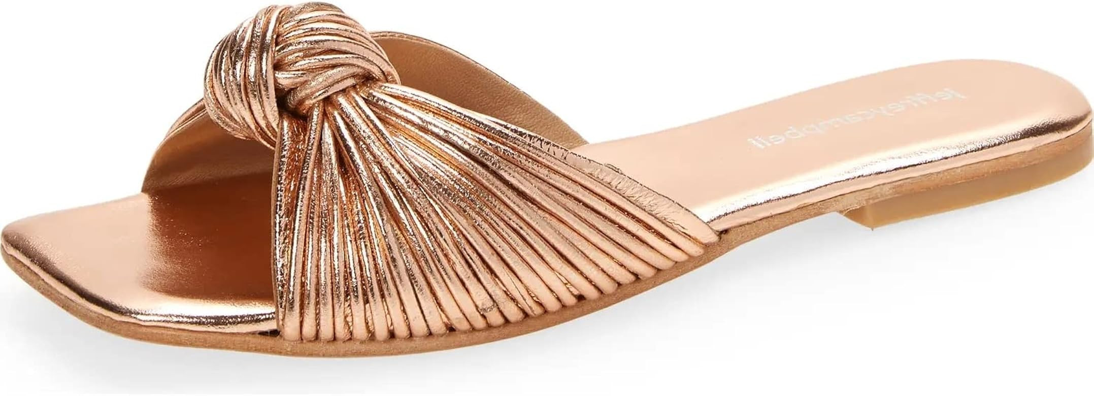 Jeffrey Campbell Knaughty-3 Pink Metallic Knotted Slip-On Flat Mule Slide Sandal | Amazon (US)
