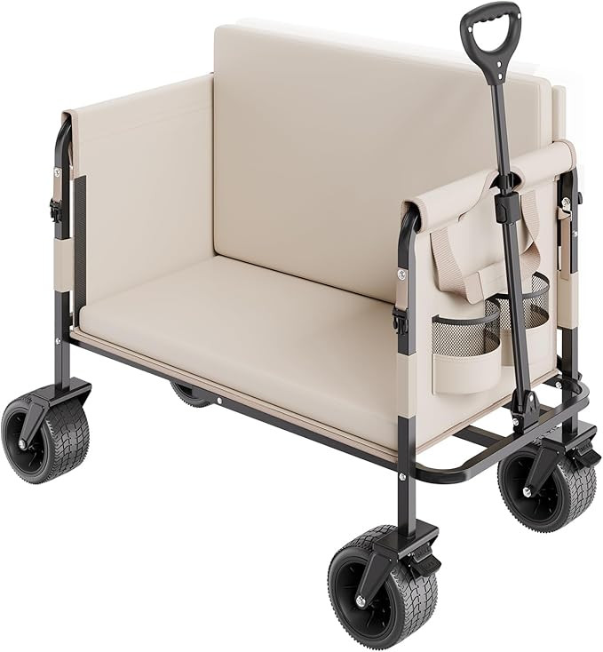 VEVOR 3-in-1 550lbs/220L Large Collapsible Folding Wagon, Convert to Bench, Foldable Beach Wagon ... | Amazon (US)
