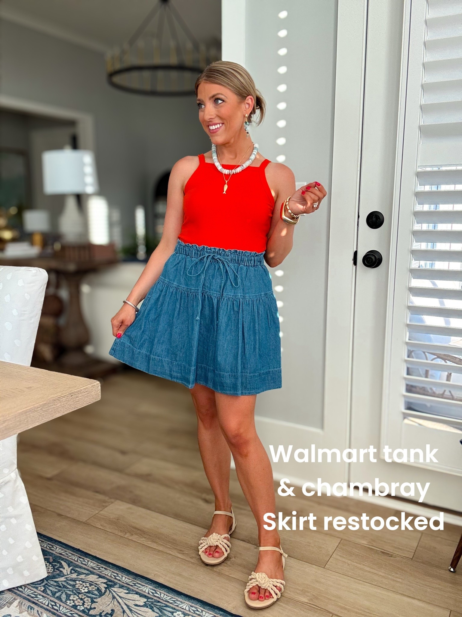 This Walmart outfit is giving coastal summer vibes ❤️🌊 The bright red tank paired with this lightweight chambray mini skirt is such a cute combo for summer dinners, beach trips, cookouts, and all the patriotic holiday weekends ahead! The skirt has the sweetest flowy fit with an elastic waist that makes it SO comfortable. Head to toe Walmart and under budget 👏🏻

#WalmartFashion #WalmartStyle #SummerStyle #ChambraySkirt #RedTank #AffordableFashion #CasualSummerOutfit #VacationStyle #BeachOutfit #EverydayStyle #MomStyle #OOTD #PatrioticStyle #NewWalmartArrivals #BudgetFashion

#LTKootd #LTKPetite