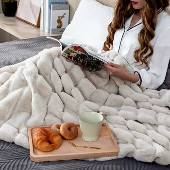 Cozy Bliss Faux Fur Throw Blanket for Couch, Cozy Soft Plush Thick Winter Blanket for Sofa Bedroo... | Amazon (US)