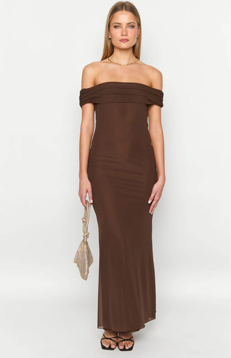 Amabella Brown Maxi Dress | Beginning Boutique (US)