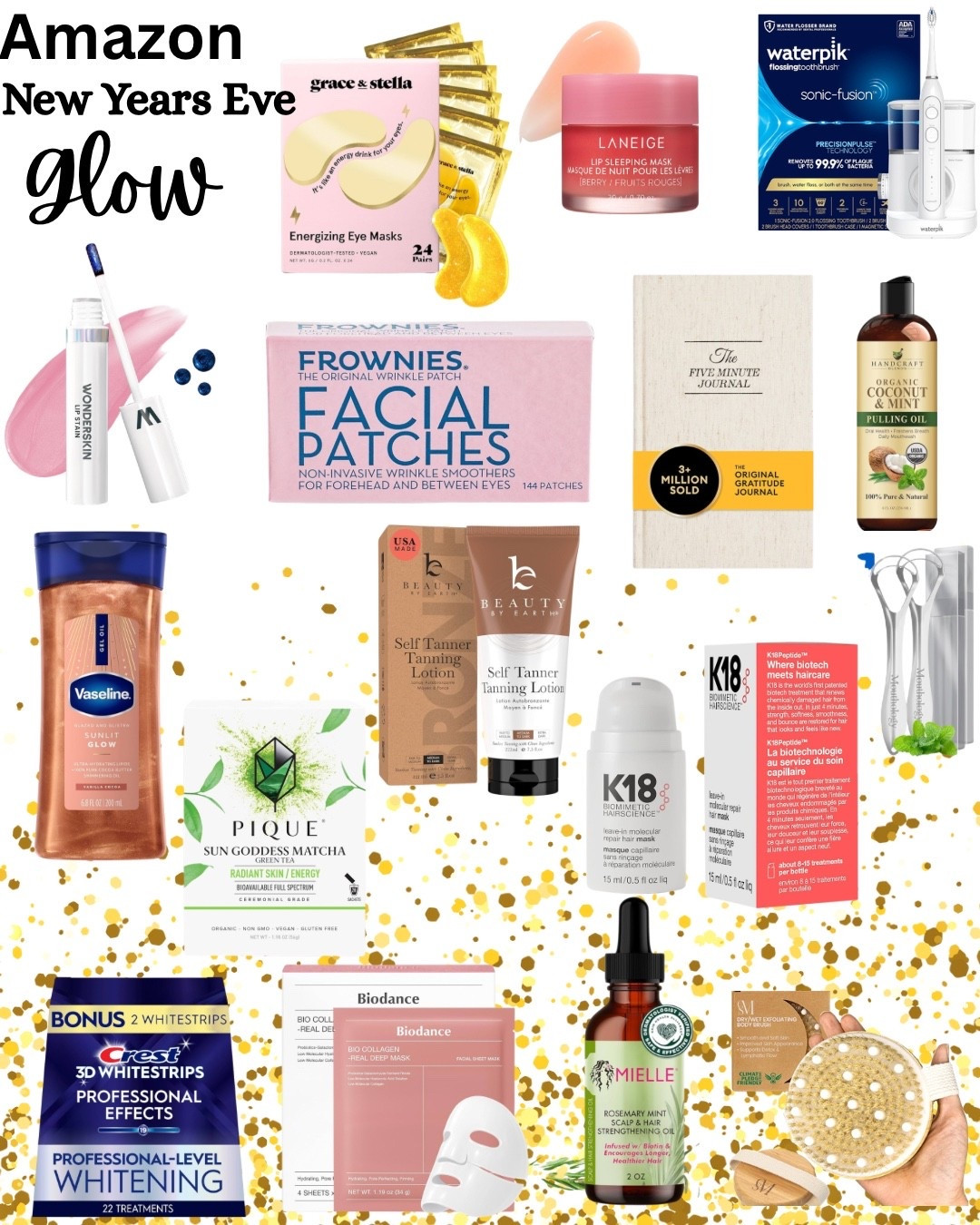 New Year's Eve glow. Beauty trends. Wellness. Skincare. Body care. Body glow. Glowing skin. Dental care. Oral care. Teeth whitening. Anti-aging. Lip stain. 

#LTKselfcare #LTKmorningroutine #LTKBeauty