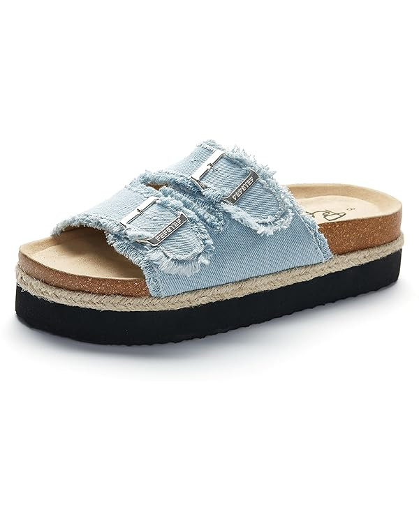 PepStep Slide Sandals for Women with Soft Cork Footbed and Strap, Ladies Fashion Platform Slide S... | Amazon (US)