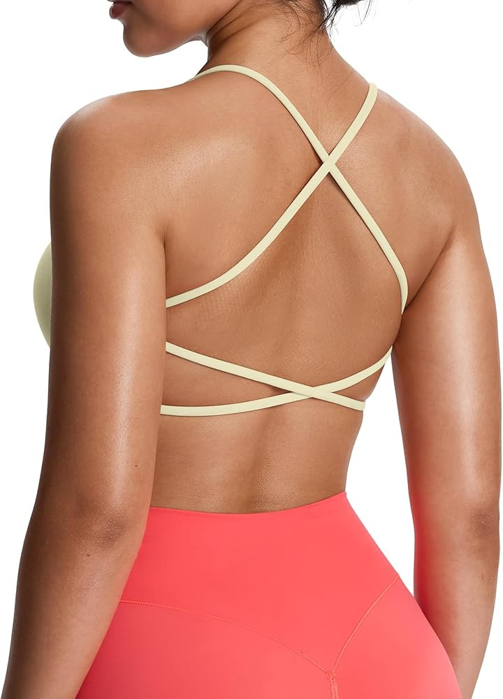 Aoxjox Women's Workout Sports Bras Fitness Ivy Low Impact Bra Yoga Crop Tank | Amazon (US)