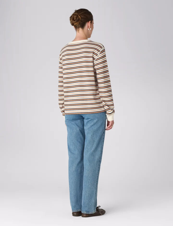 Bessette Top: Cotton Jersey, Brown and Ecru Stripe | With Nothing Underneath