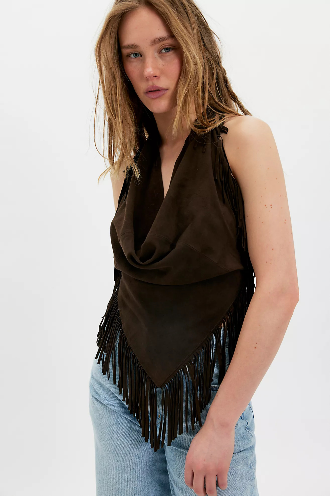Understated Leather Madi Fringe Halter Top | Free People (Global - UK&FR Excluded)
