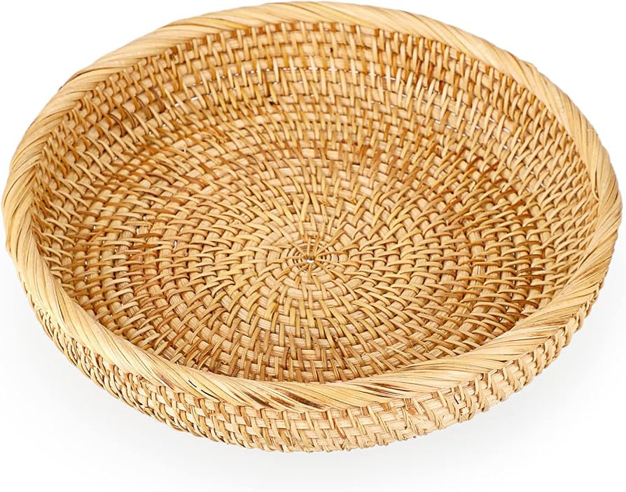Hipiwe Small Round Keys Basket Bowl for Entryway 8.6" Hand-woven Wicker Storage Basket Rattan Dec... | Amazon (US)