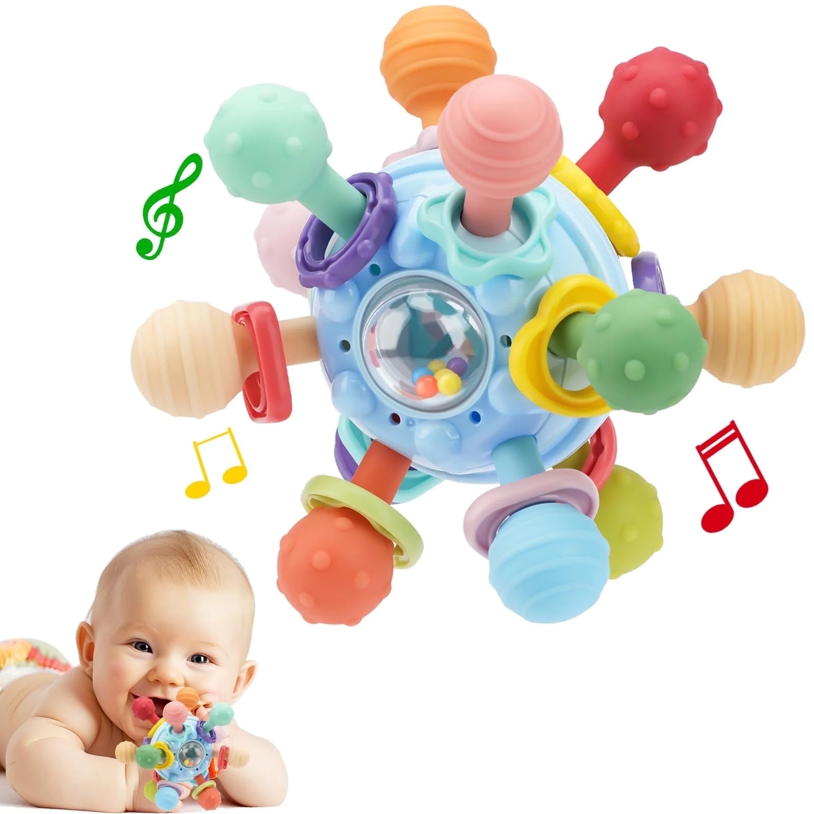 MANGOBOB Sensory Teething Toys - Silicone, Teething, Montessori Learning, Developmental, Soft, Bl... | Walmart (US)