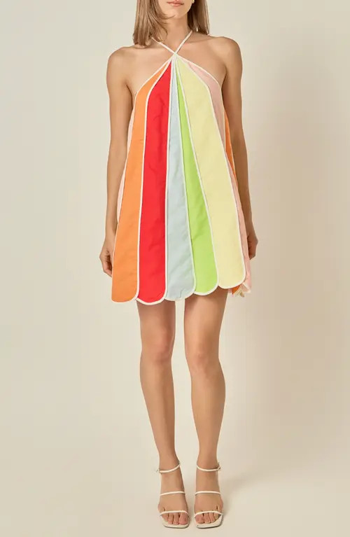 English Factory Umbrella Halter Minidress in Red Multi at Nordstrom, Size Small | Nordstrom