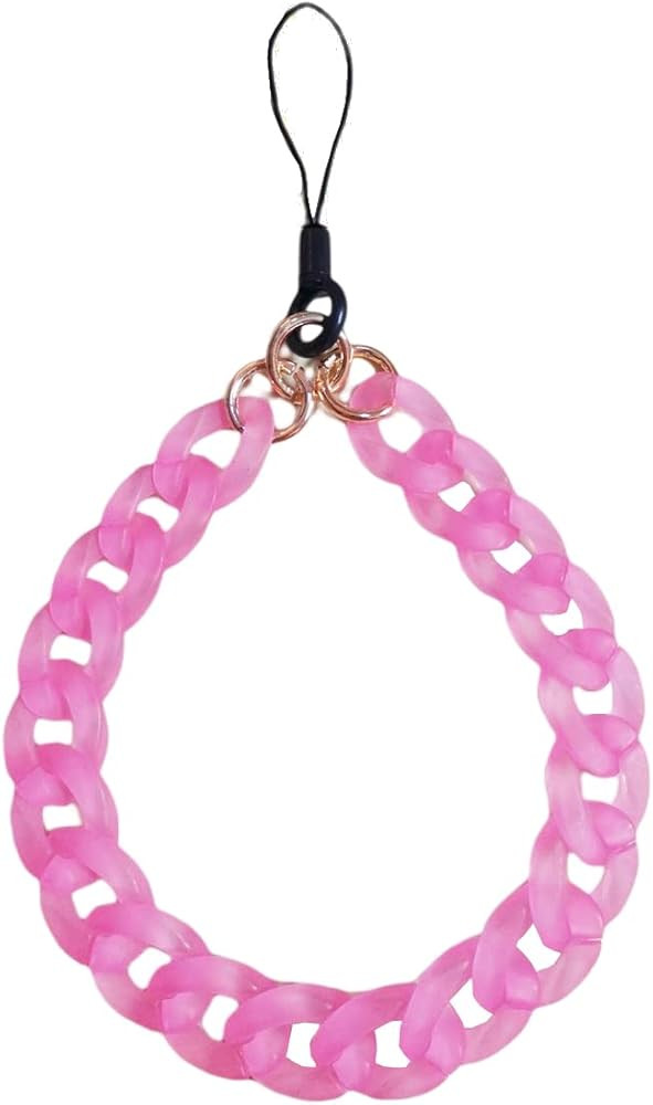 Meefisher Pink Phone Charms Aesthetic Chunky Lanyard Hook Clear Wristlet Bracelet Strap Metal Acr... | Amazon (US)
