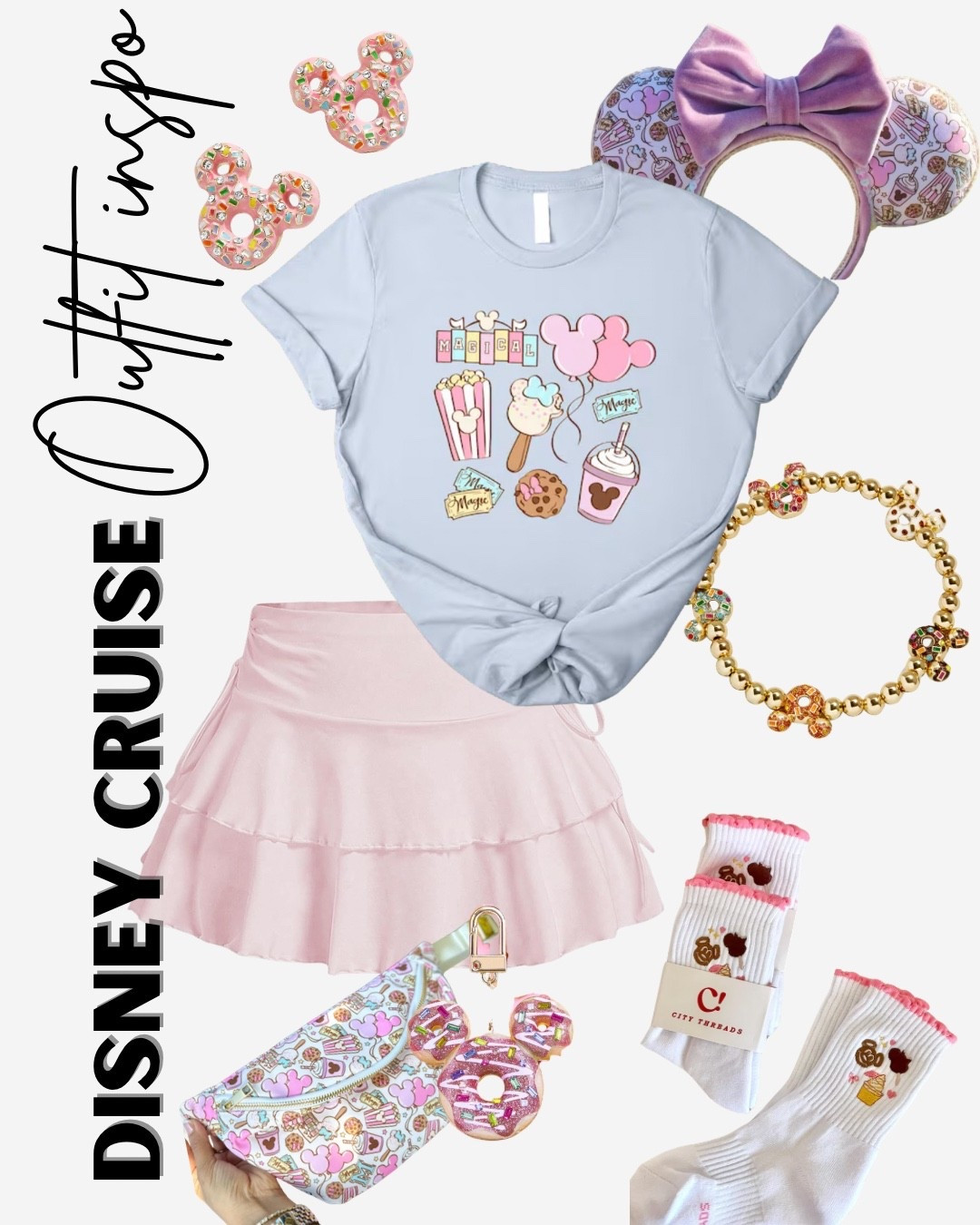 Disney cruise outfit Walt Disney world outfit Disney day Disney snack outfit Mickey donut jewelry pink Disney theme 

#LTKU #LTKTravel #LTKSaleAlert