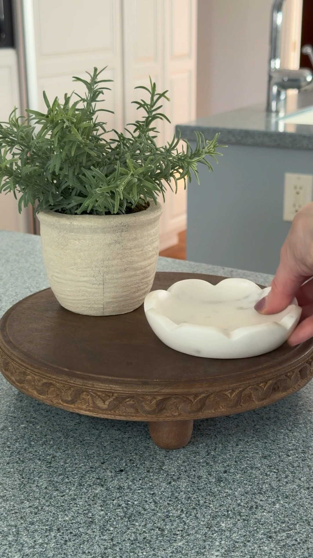 I’ve learned not to overstyle my home. Use a few pieces like this riser, a faux plant or flowers and a candle.

If it needs constant fixing, it’s not staying.

I want it to look good… and live well. 🤍

#LTKHome