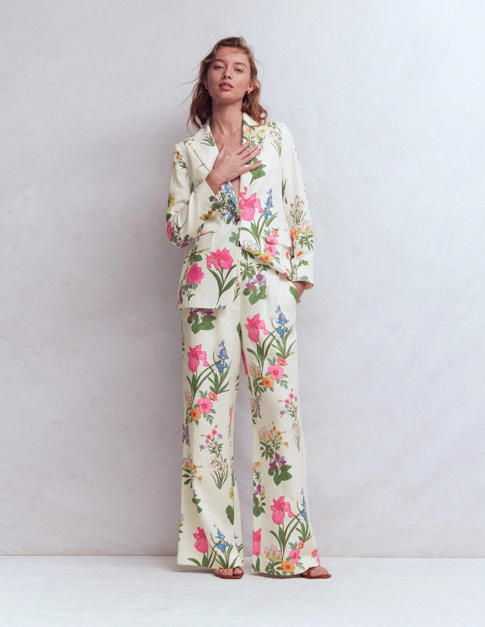 Kensington Leinenhose-Naturweiß, Zarte Blüten | Boden DE