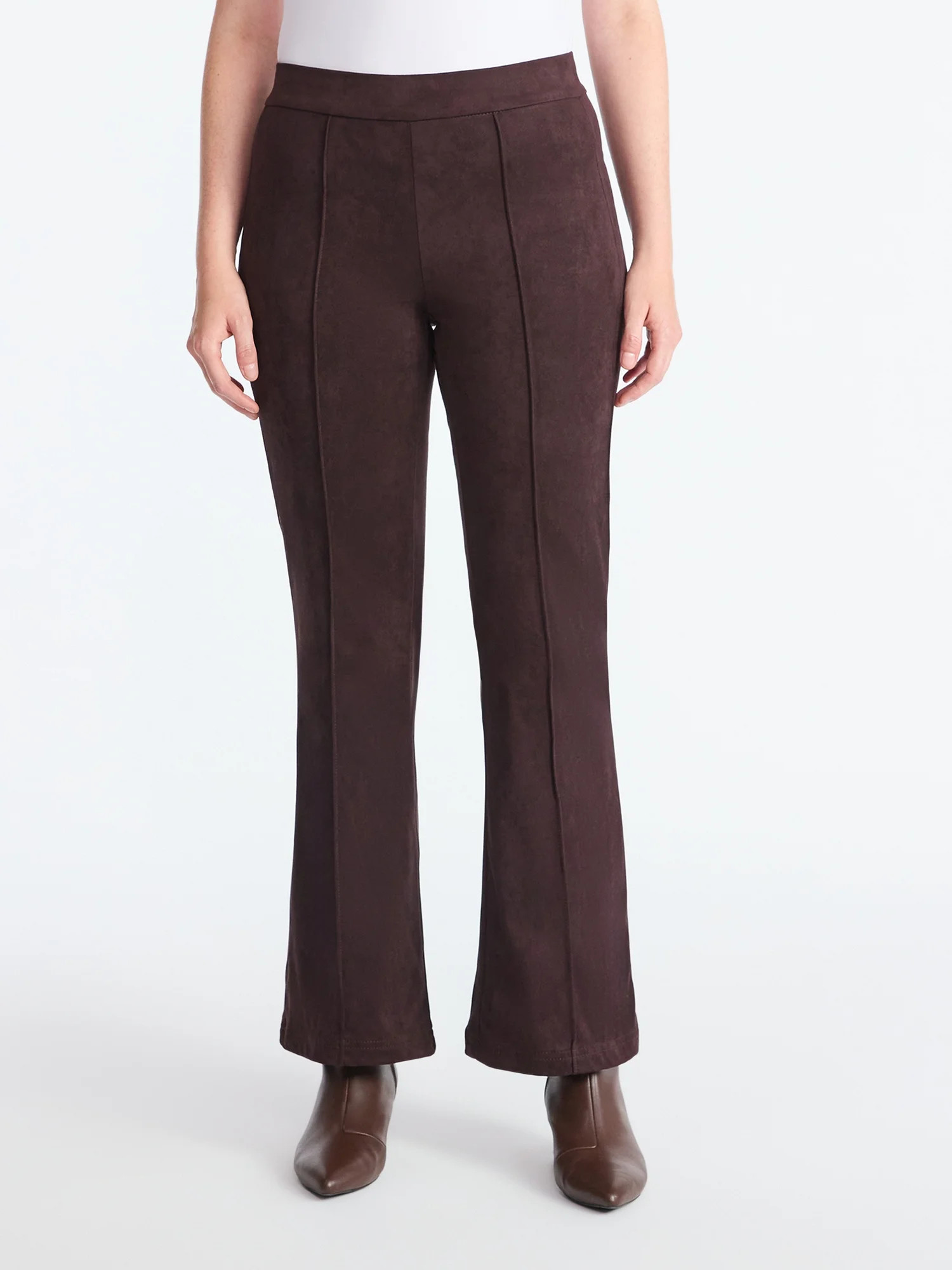 Time and Tru Women's Faux Suede Flare Pants, 30" Inseam, Sizes XXS-XXL | Walmart (US)