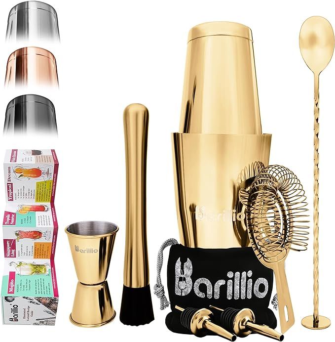 Gold Boston Shaker Cocktail Shaker Set | Professional Bartender Kit with Weighted Martini Mixer, ... | Amazon (US)