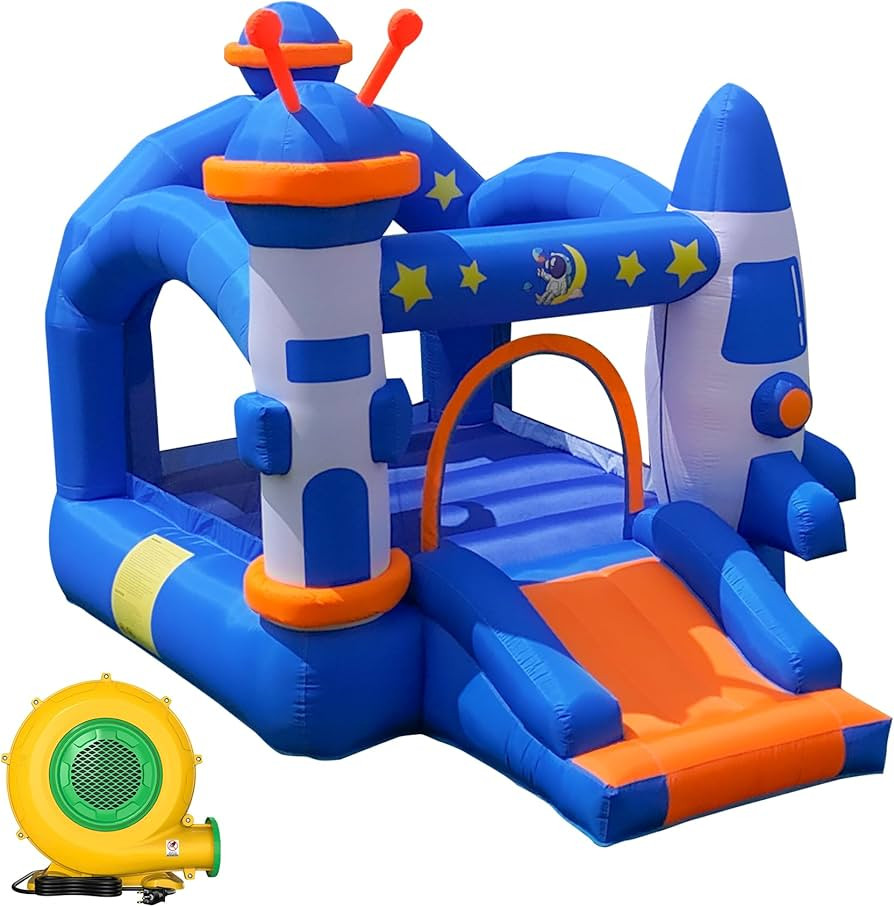 Bounce House, Inflatable Bouce House for Kids 3-6 with Basketball Hoop Jump Area and Slide, Space... | Amazon (US)