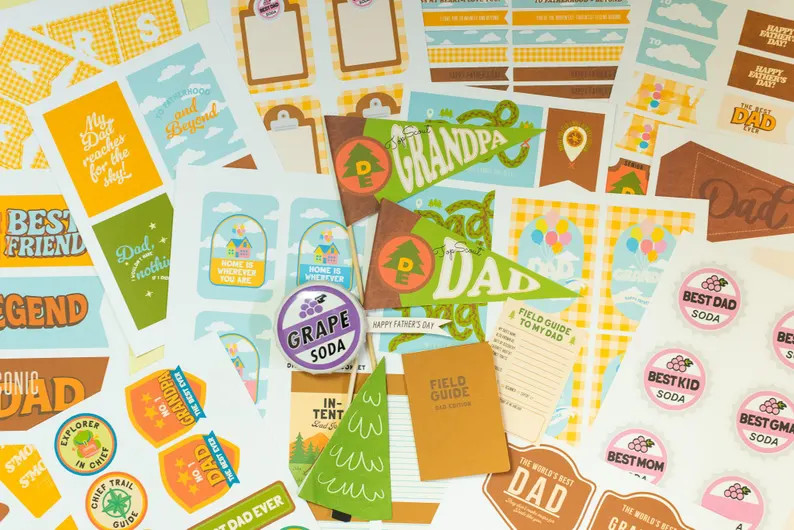 Father's Day Party Printable Bundle Set With Pennant Flags and Gift Tags - Etsy | Etsy (Global)