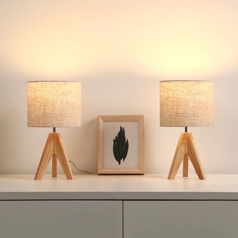 Fidel Solid Wood Tripod Table Lamp (Set of 2) | Wayfair North America