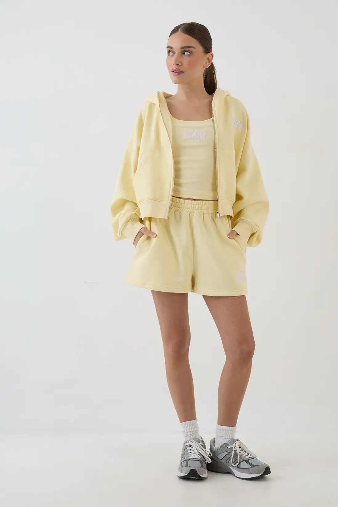 Lemon DSGN Studio Collegiate Applique Boxy Crop Zip Through Hoodie | Boohoo | Boohoo.com (UK & IE)