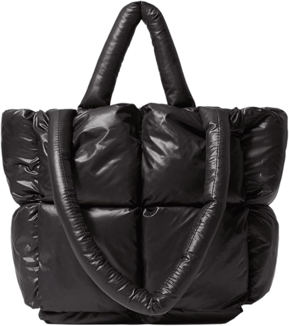 Women Padded Shoulder Bag Luxury Check Tote Bag Soft Pillow Handbag Quilted Puffy High Capacity U... | Amazon (US)