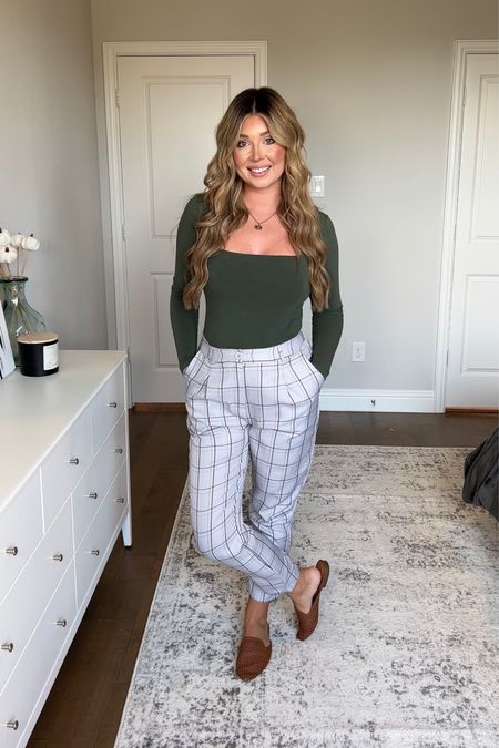 Simple business casual or teacher outfit. Pants and bodysuit are thinner material and medium. Mules are old so I linked a similar pair  

#LTKworkwear #LTKSeasonal #LTKstyletip