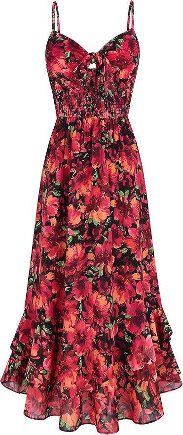 GRACE KARIN Womens Maxi Floral Sundress Summer Beach Boho Spaghetti Strap Dress with Pockets | Amazon (US)