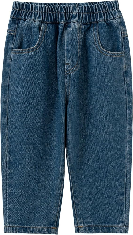 Toddler Little Girls Embroidery Barrel Jeans Kids Casual Denim Joggers Soft Relax Fit Ankle Lengt... | Amazon (US)