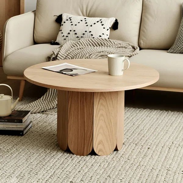 Architectural Style Wood Grain Round Simple Small Family Coffee Table | Wayfair North America