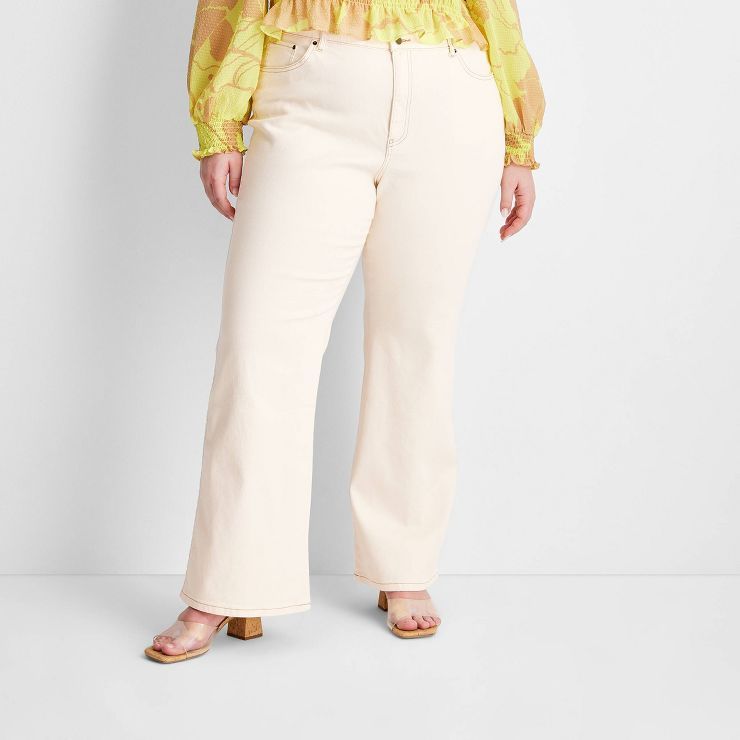 Women's Flare Leg Denim Pant - Future Collective™ with Gabriella Karefa-Johnson Cream | Target