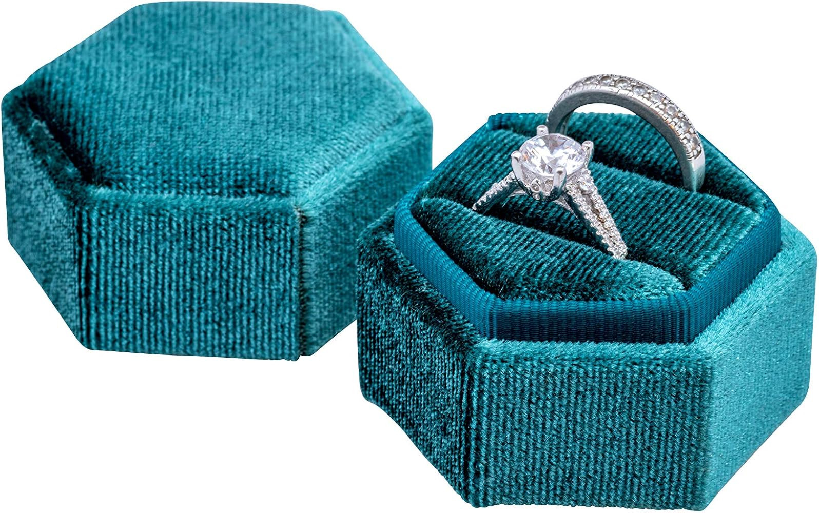 The Lux Box: Gorgeous Antique Velvet Geometric Ring Boxes For Proposals and Wedding Photos || Hexago | Amazon (US)