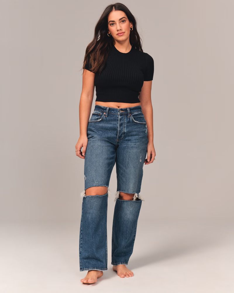 Women's Curve Love 90s Low Rise Baggy Jeans | Women's Bottoms | Abercrombie.com | Abercrombie & Fitch (US)
