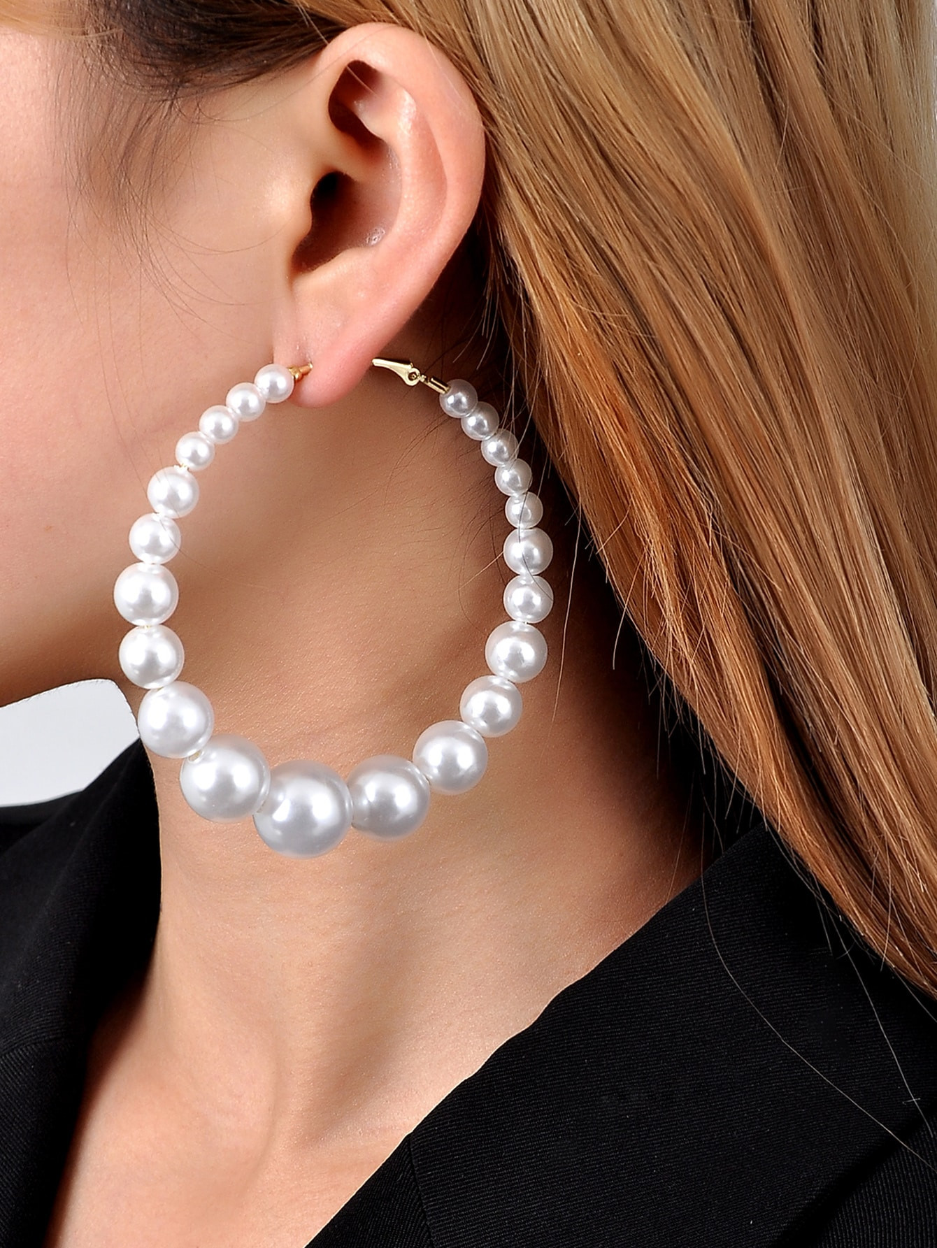 Faux Pearl Decor Hoop Earrings | SHEIN