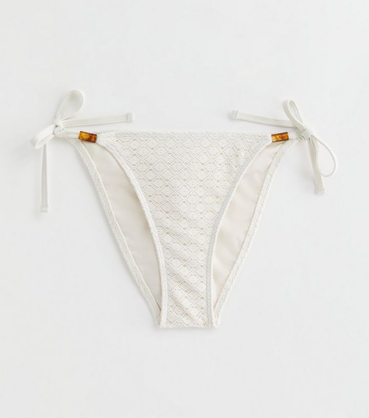 Cream Crochet Side Tie Bikini Bottoms | New Look | New Look (UK)