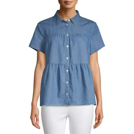 Women's Tiered Button Front Top | Walmart (US)