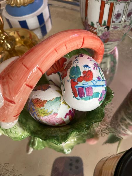 Decoupage tobacco leaf eggs, grandmillennial Easter decor, chinoiserie Easter eggs 

#LTKunder50 #LTKunder100 #LTKhome