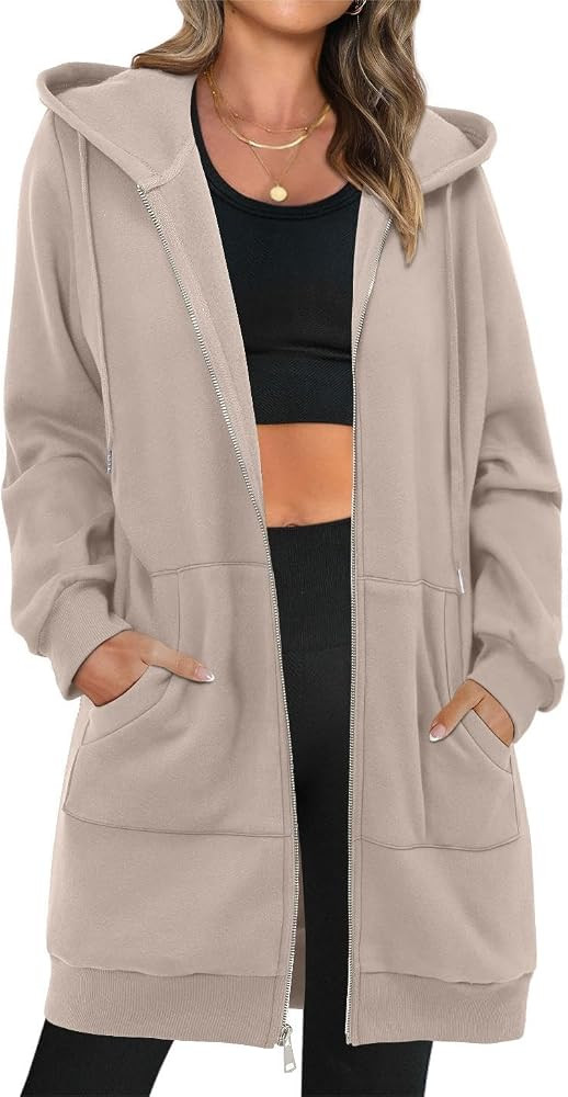 StunShow Women's Zip Up Hoodies Oversized Fleece Long Sleeve Sweatshirts Casual Fall Jacket Coat ... | Amazon (US)